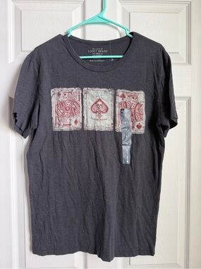 Lucky Brand Charcoal Short-Sleeve Tee with Red Playing Card Graphic